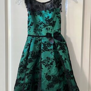 Jona Michelle Green Pleated A-line Dress for Weddings